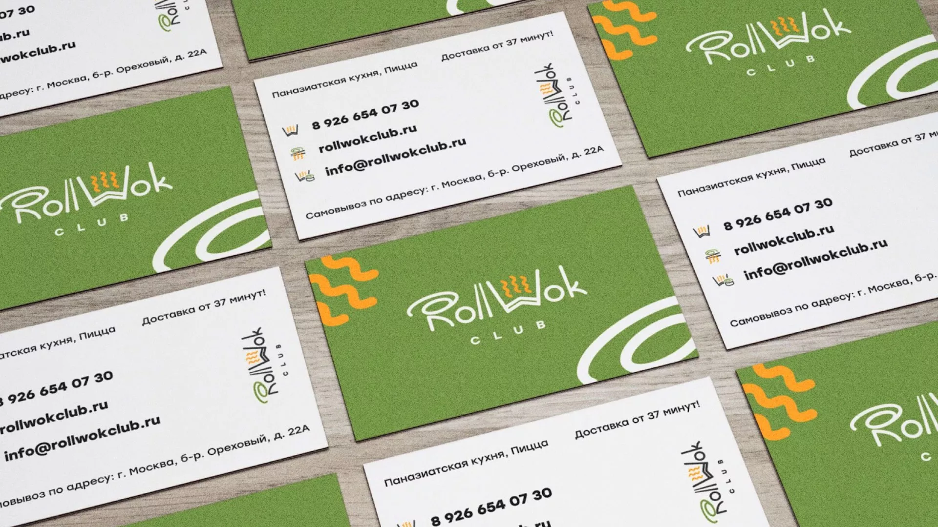 Разработка дизайна визиток суши-бара «Roll Wok Club» в Новокубанске